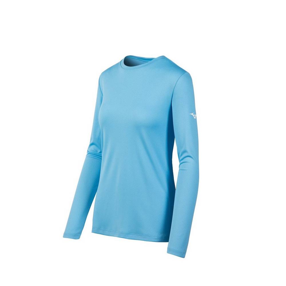 Camisetas Mizuno Long Sleeve Para Mujer Azules Claro 7592301-QK